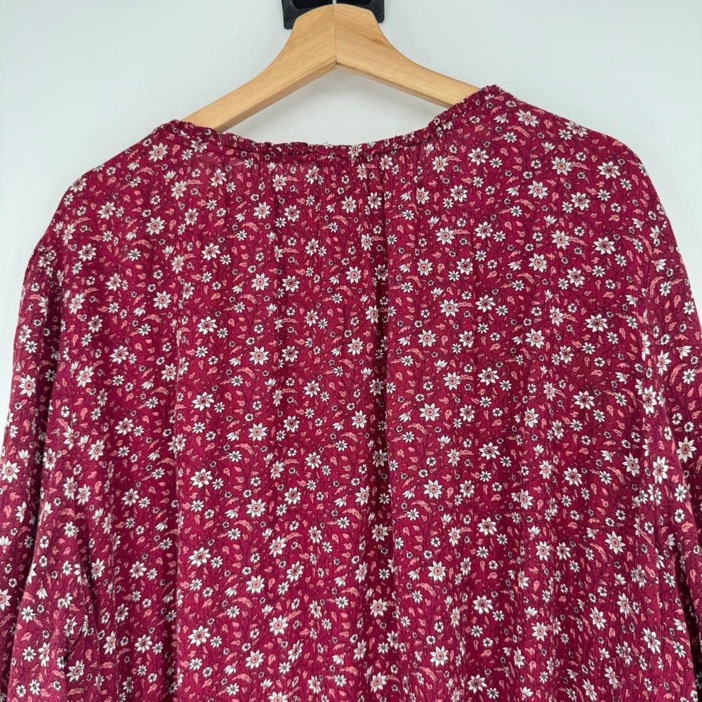 Mason & Belle Blouse 2X Red Floral Button Front Boho Cottagecore Peasant Top - Picture 6 of 14